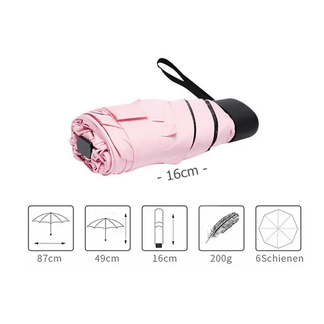 Nők Mini Zseb Esernyő Hordozható Lapos Esős Esernyők 5 Hajtogatott Nap Eső Könnyű Unisex Lányok Utazó Esőfelszerelés - Image 3