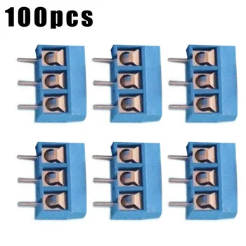 

100pcs Blue KF301-3P 5.08mm 3-Pin Terminal Screw Terminal Electrical Connectors