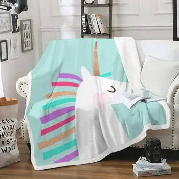 

Pink Unicorn Bed Blankets Thick Double-Layer Plush Blanket Lightweight Travel Camping Throw for Girls Kids Gifts