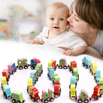 

Wooden Magnetic Train Toy Alphanumeric Train Compatible Woody Train Track Railway Vehicle Educational Toy Children Birthday Gift