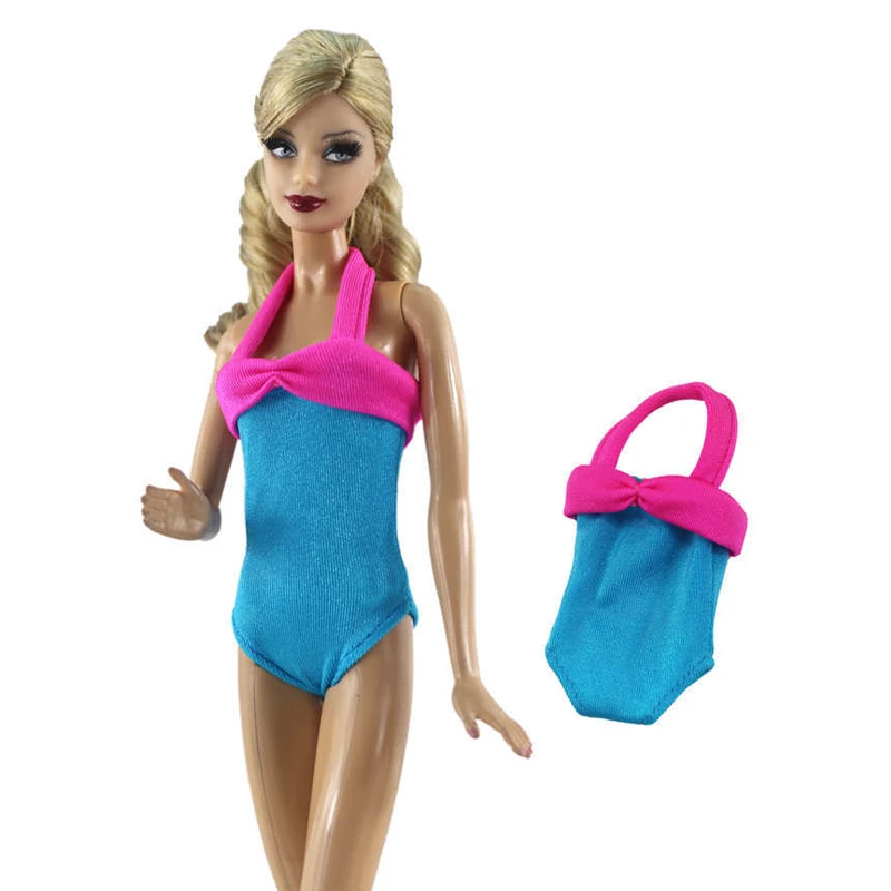 Blue Pink Bikini For Barbie Doll Clothes Swimwear Onepiece Swimsuit For Barbie Dollhouse Kids