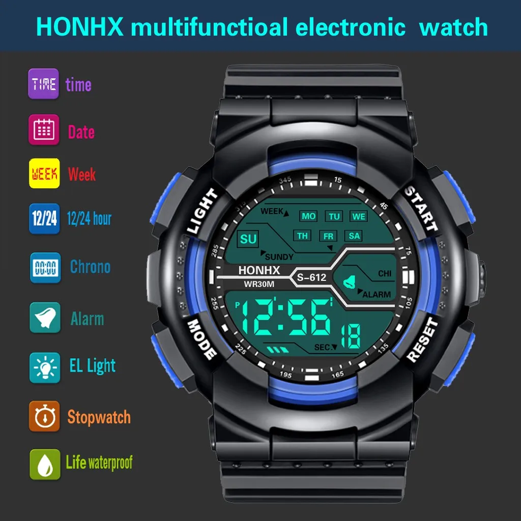 Quartz Movement Waterproof Watch Boy LCD Digital Stopwatch Rubber Sport Wrist Watch High Quality Wristwatches afbeelding