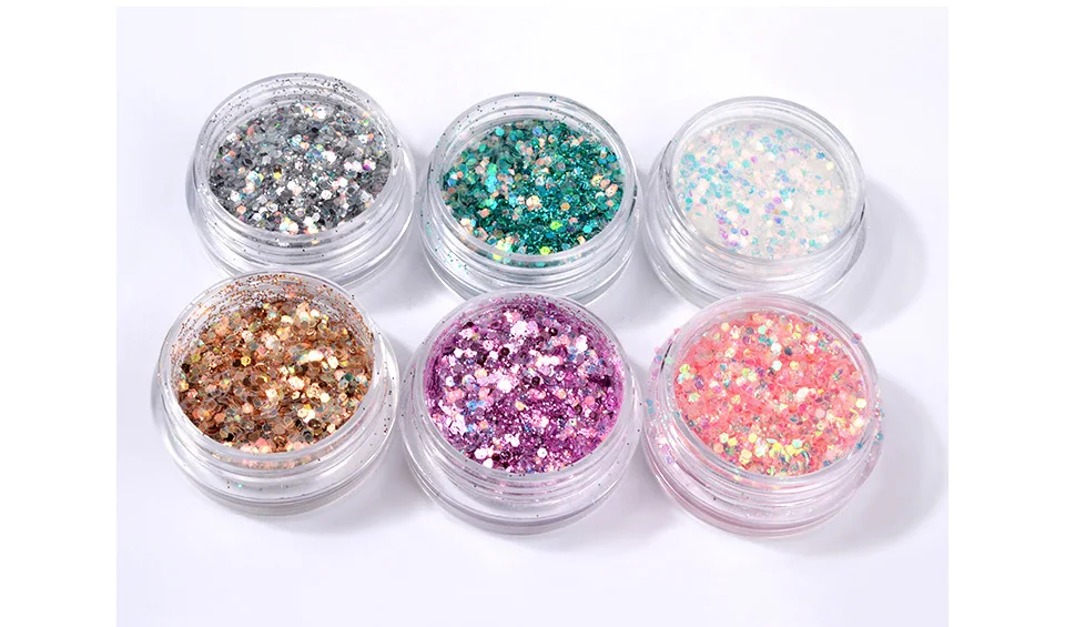 6 pcs pack Irregular Nail Flakes Sequins Powder Aluminum Magic Mirror Paillette Shinning DIY Manicure Nail Powder Decorations