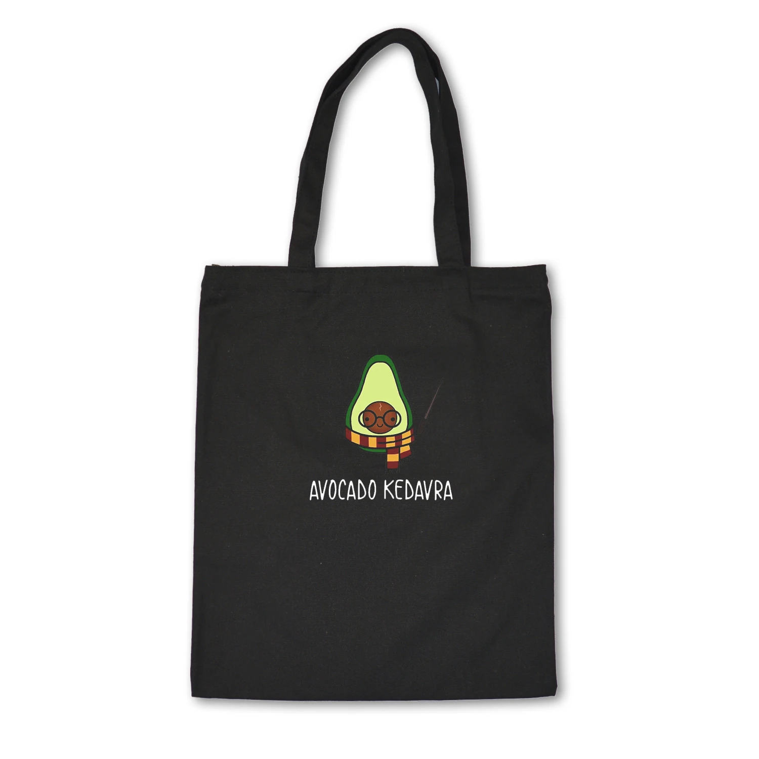 Cute Cartoon Avocado Print Reusable Shopping Bag Women Canvas Tote Bags Eco Bag Cartoon Bolsa De Compras Shopper Shoulder Bags - Цвет: E75BLACK