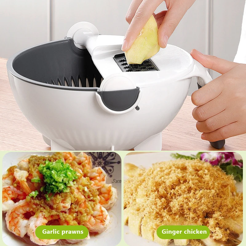 Kitchen Utensils Multifunctional Vegetable Slicer Cutter Drainer Rotate Salad Slicer Cooking Tool Noodle Fruit Washing Basket