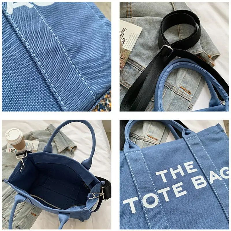 Large Capacity Canvas Tote Women Shoulder Bag Letter Printed Crossbody Bags for Women Casual Cloth Women Handbag Big Shopper Bag