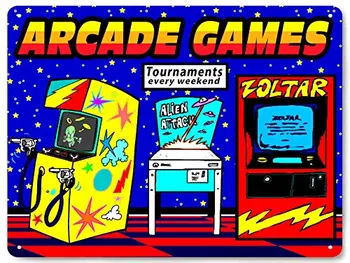 

gift pinball Arcade video game metal sign / retro vintage game room wall decor