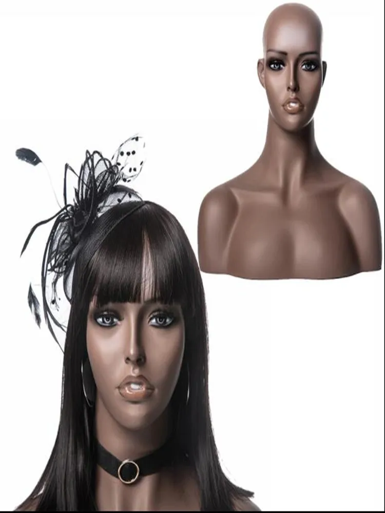 African Smiling Face Mannequin Head With Shoulders Female