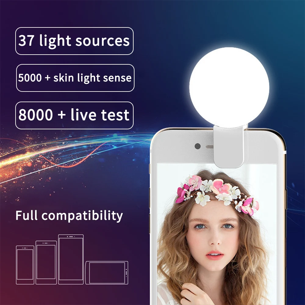 Portable Selfie Ring Light Clip Lamp For Phone LED Soft Ring Light Photography Makeup Mobile Phone Lens for iPhone iPad Samsung