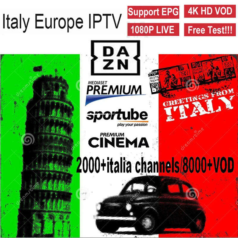 Италия IP ТВ для Смарт Android iptv-приставка italia m3u подписки Кино спортивные mediaset premium dazn взрослых 2000 + каналы IP ТВ