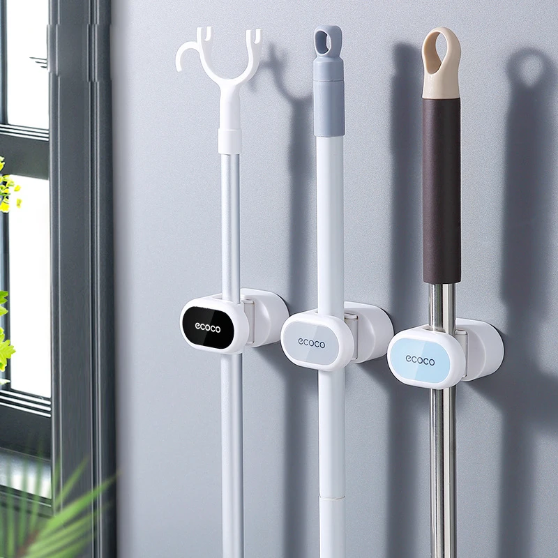 Hook-Racks Hanger Broom-Holder Adhesive Storage Wall-Mounted Kitchen Household Mop