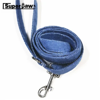 

French Bulldog Pet Dog Adjustable Demin Collar Jean Leash Set For Small Medium Large Dogs Teddy Pug Yorkie Dropshipping AML36