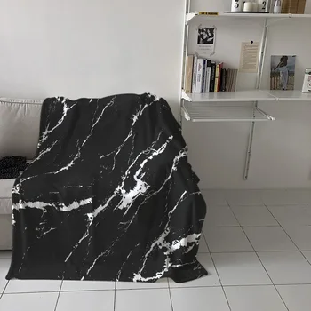 

Black Concrete Crack Printed Flannel Blanket Soft Throw Blanket Machine Washable Blankets for Beds Customizable Travel