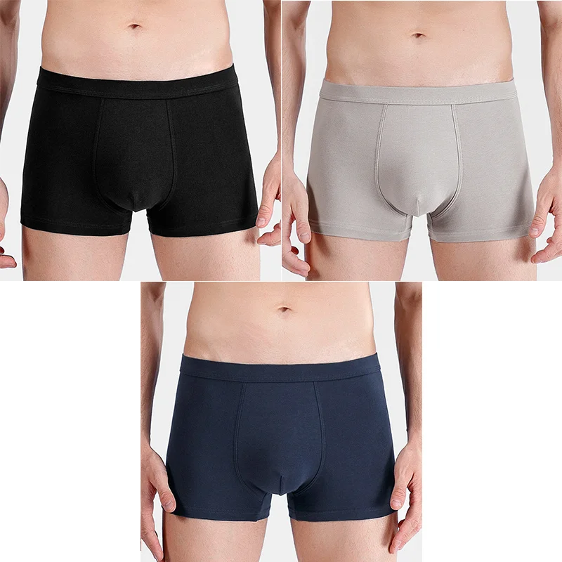 3pcs/lot Men's Boxers Underwear High Quality Cotton Sexy Solid Panties Athletic Briefs Large size Underpants Wholesale