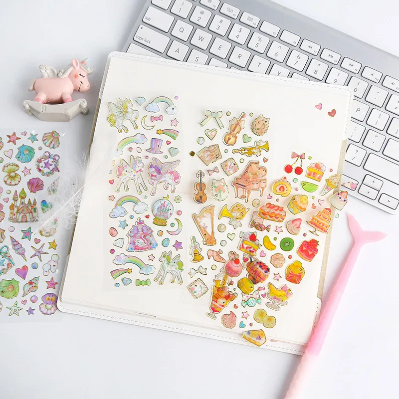 

Kpop Stickers Hot Stamping Transparent Cute Rainbow Unicorn Instagram Space Album Hand Account Decoration on The Fridge Mobile