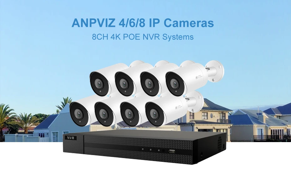 H.265 POE IP CCTV безопасности Системы 8CH 4 к NVR набор на открытом воздухе 4/6/8 шт. 5MP пуля PoE IP Камера ИК P2P комплект видеонаблюдения 2 ТБ HDD