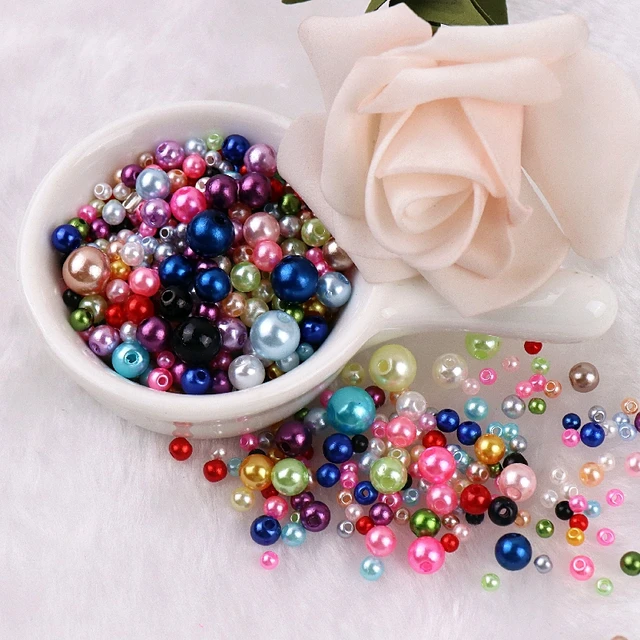 150-200Pcs Colorful ABS Imitation Pearls Mix 3-8mm Round Beads With Holes DIY Bracelet Charms Necklace Beads For Jewelry Making 2120 Mix Randomly