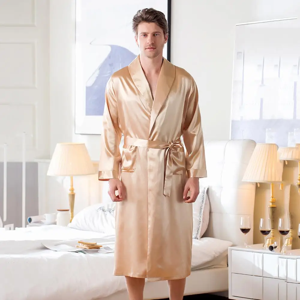 silk sleepwear PINK Chinese Men Rayon Nightwear Robe Summer Homewear Casual Sleepwear V-Neck Kimono Yukata Bathrobe Gown Size M L XL XXL XXXL pajama pants Men's Sleep & Lounge