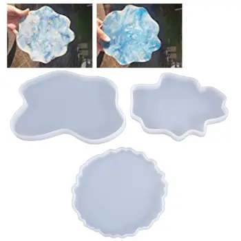 

3 Pcs/Set Crystal Epoxy Resin Mold Irregular Coaster Casting Silicone Mould Handmade DIY Crafts Making Tool