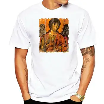 Święty michał archanioł TShirt święty michał bizantyjski ikona T-Shirt tanie i dobre opinie Daily SHORT CN (pochodzenie) COTTON Na wiosnę i lato Na co dzień Z okrągłym kołnierzykiem tops Z KRÓTKIM RĘKAWEM