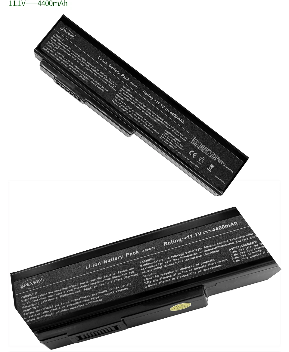 ApexWay Аккумулятор для ноутбука ASUS N61 N61J N61Jq N61V N61Vg N61Ja N61JV N53 M50 M50s N53S A32-M50 A32-N61 A32-X64 A33-M50