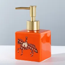 Orange Ceramic Liquid Soap Dispenser Porcelain Latex Bottle For Bath Shampoo Shower Gel Wedding Gift Girl Friend Present 280ML