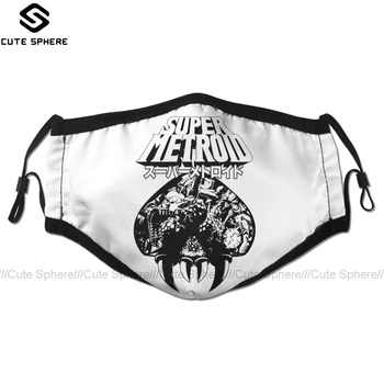 

Metroid Mouth Face Mask Super Metroid Japanese Classic Edition Facial Mask Funny Kawai with 2 Filters for Adult