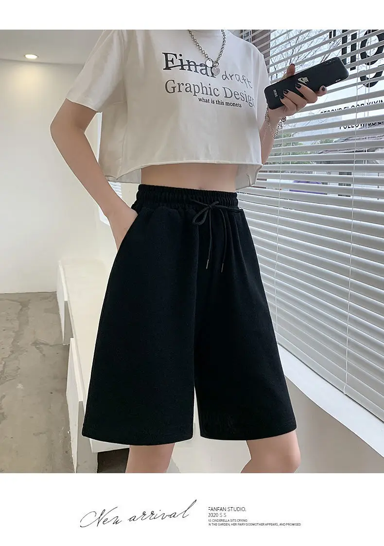 athletic shorts Large Size 4XL Shorts Women Loose Wide Leg Knee-length All-match Harajuku Streetwear Soft Cozy Leisure Home Wear Fashion Casual versace jeans couture