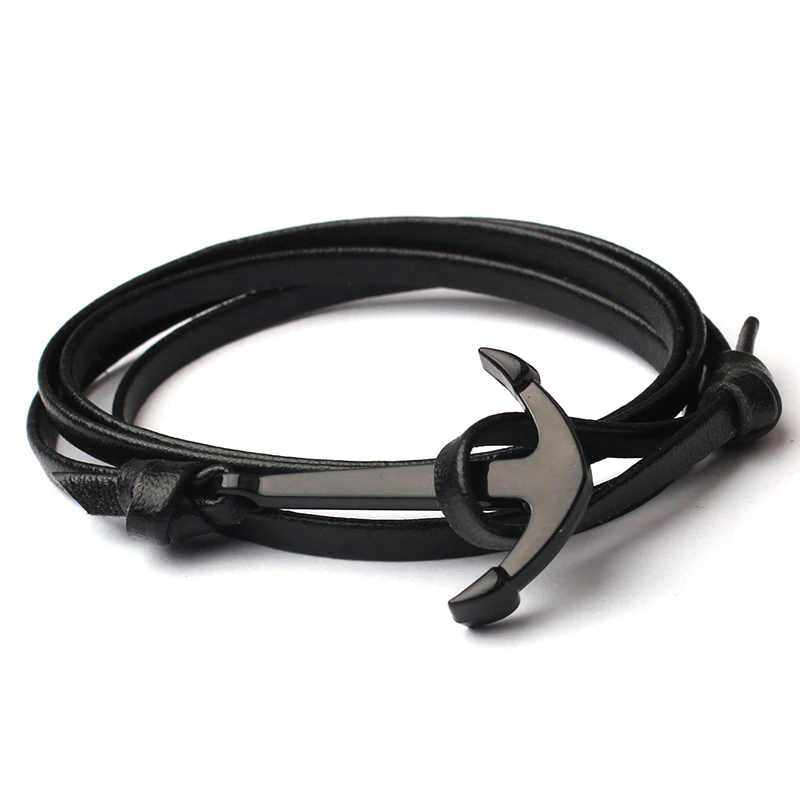 Black Anchor Multilayer Leathers Bracelets &amp Bangles Fashion Vintage Bracelet For Men Women Friendship Gift S506 | Украшения и