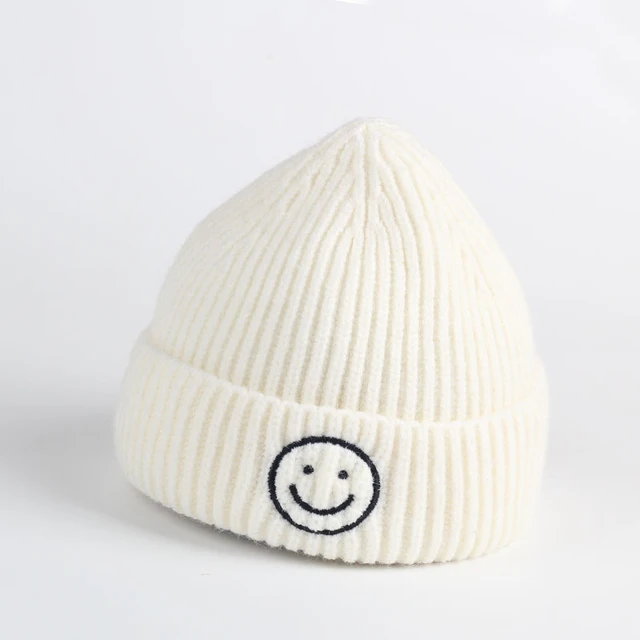 New Fashion Embroidered Smile Hat Toddler Children Hats For Boys Girls Knitted Infant Baby  3