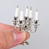 1Set Dollhouse Miniature Candles and Candlestick Cake Candle Holders Toppers For Doll House Decoration Accessories Kids Toys 6