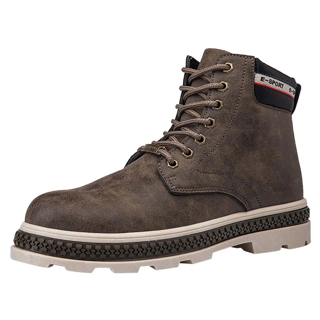 Army Green Красивые кожаные ботинки; Мужские Модные полусапоги в стиле ретро; мужские ботильоны с круглым носком; большие размеры; зимние теплые мужские ботинки - Цвет: Army Green