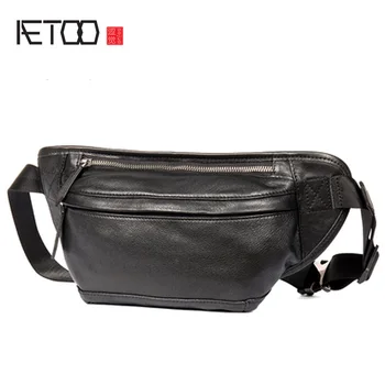 

AETOO Tide head leather cowhide men's bag multifunctional leather chest bag shoulder bag mobile phone pocket
