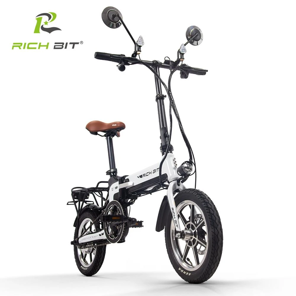 RichBit Bicicleta eléctrica plegable, cicla eléctrica RT 619 14 pulgadas y potencia de 36V, 250W, 10.2Ah, con batería de litio, marco en aleación de aluminio, bicicleta abatible con entrega rápida en