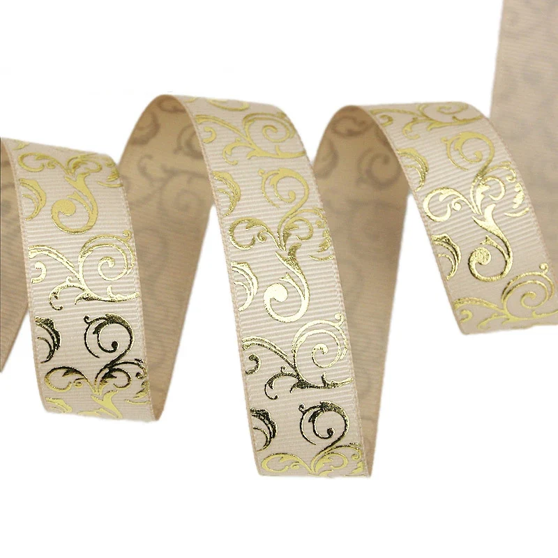 Satin Ribbons Ribbon Decoration Ribbon Supplies Wrapping Ribbon Satin Ribbon Grosgrain Ribbon Sewing Ribbon Christmas Ribbon Cotton Ribbon Organza Ribbon 10 yards/lot 25mm Gold Hot stamping Ribbons Thermal transfer Printed grosgrain Gift packaging Wedding Accessories DIY materials