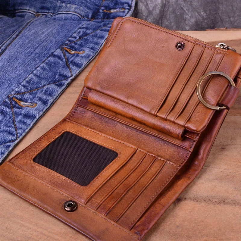 AETOO кожаный короткий бумажник ручной работы коровья кожа в стиле ретро Вертикальная Молния Мужская пряжка пара винтажный бумажник