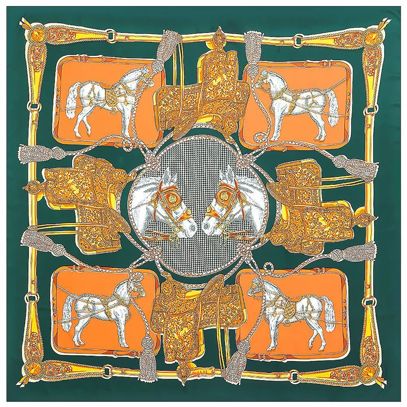 2021 New design brand Women\'s silk scarf 130cm*130cm printed twill large square scarf shawl wrapped lady\'s scarf Farad