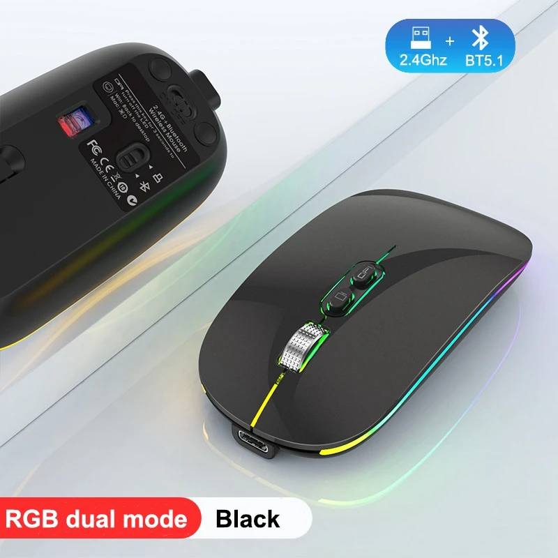 cheap wireless gaming mouse Dual Mode Bluetooth Wireless Mouse with One-Click Desktop Function Type-C Rechargeable Silent Backlit Mice for Laptop PC New white mouse pc Mice