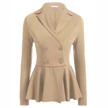 

Women Double Breasted Buttons Long Sleeve Slim Business Suit Jacket Coat Outwear