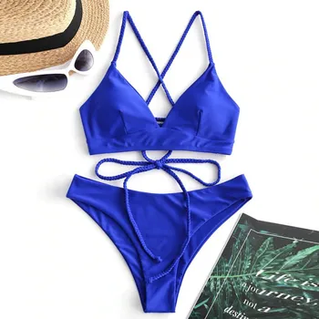 

Women's Swimming Suit Sexy Ladies Intimates 2020 Bra Set Women's High Cut Printed Two Piece Bathing Suits Sexy Push Ups Lingerie