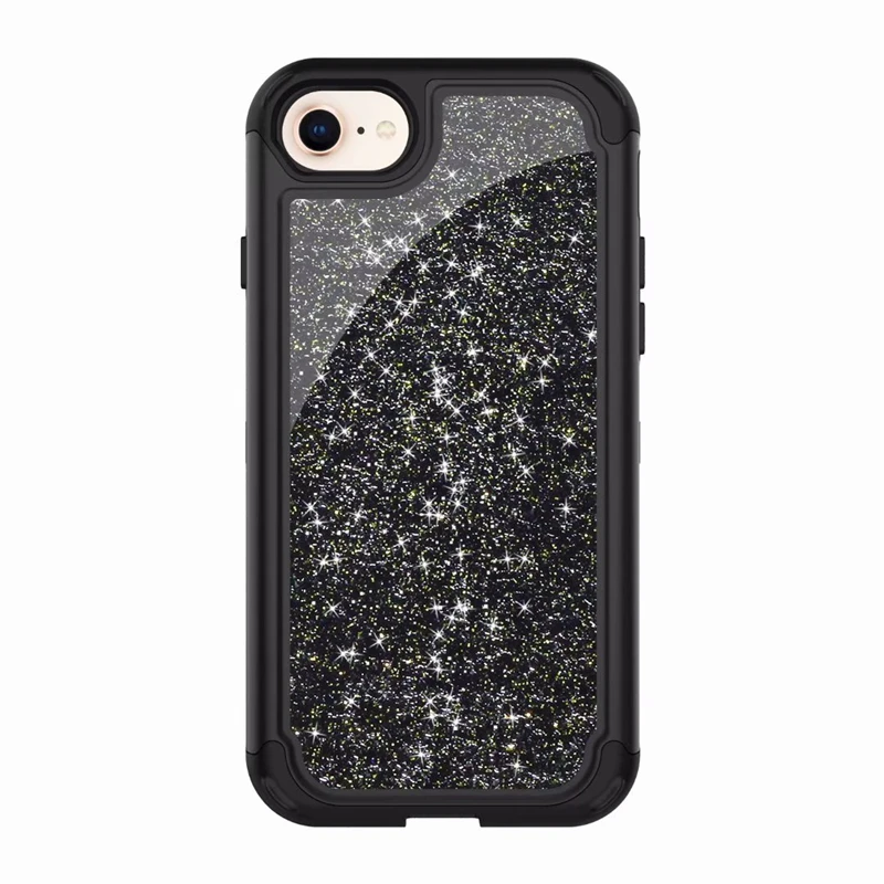 

For iPhone 7 8 Plus Case 5.5" Hard Shockproof Back Covers Coque Black Rose Gold Protective Shell Skin Glitter Mobile Phone Bag