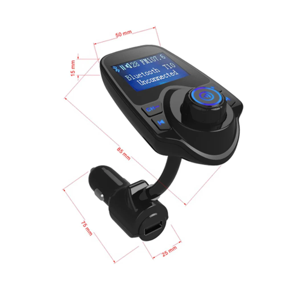 T10 Bluetooth Автомобильный MP3-плеер комплект fm-передатчик стерео аудио плеер Музыкальный плеер TF слот для карт AUX-IN USB с функцией зарядки автомобиля