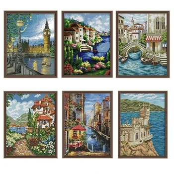 

Joy Sunday patterned cross stitch kits waterside natural landscapes embroidered embroidery kits DIY home decoration painting