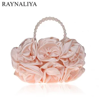 

Vintage Ladies Floral Evening Bag Woman Fashion Rose Flower Chain Hand Bag Wedding Party Clutch Dinner Small Purse SFX-A0037