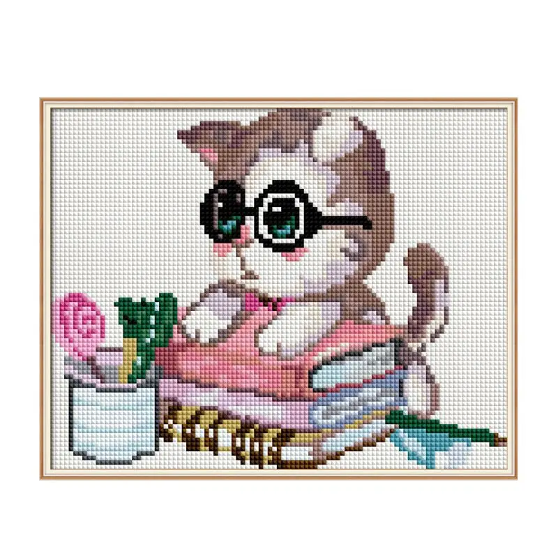 Кошка DIY полная дрель Алмазная Вышивка Набор для вышивки крестом Стразы домашний декор Искусство ремесло 72XF