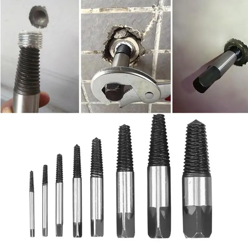 

8pcs water pipe broken wire extractor faucet triangle valve broken screw removal set broken bolt extractor hand tool set