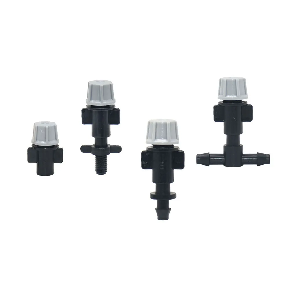 

Garden Gray Adjustable Misting Nozzles Drip Irrigation Sprayer Atomization Sprinkler With Tee Barb Thread Connector 100PCS