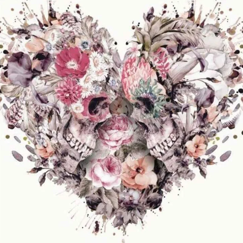 

Rhinestone Painting Crystal Home Decor Diy Diamond Painting Round Skull Flower Cross Stitch Pattern Diamond Embroidery