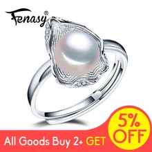 FENASY, кольца с пресноводным жемчугом, Boho, в форме ракушки, 925 пробы, серебряное, Винтажное кольцо для женщин, волнистое ювелирное изделие, CZ кубический цирконий, кольцо