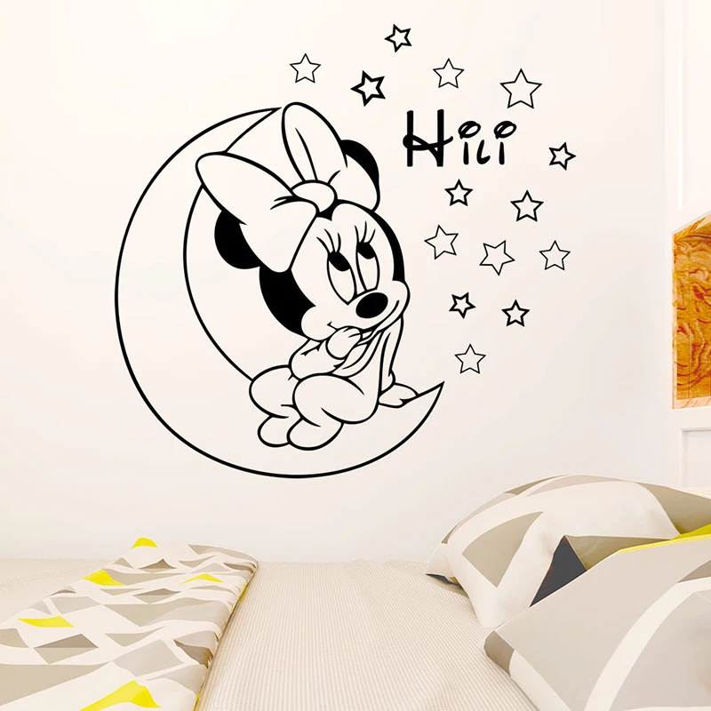 Cartoon Disney Minnie Mouse Sweet Dream Wall Stickers For Home Decor Kids Room Bedroom Decoration Decals Creative Art Stickers